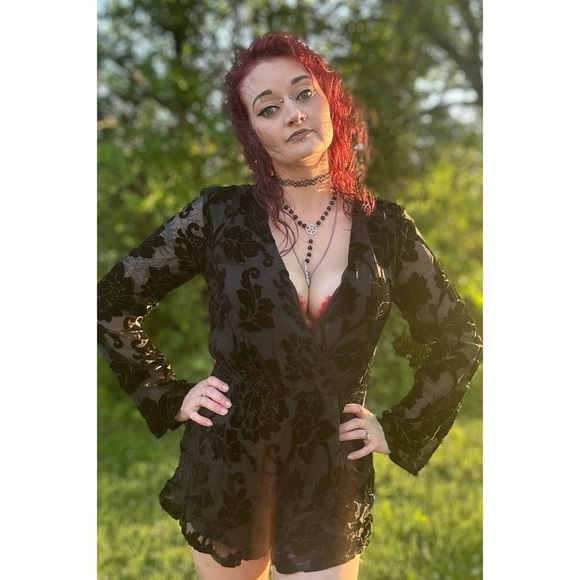 Altar'd State Pants - •Altar’d State• burned velvet romper